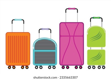 Set of luggage vector illustration. Different kinds of suitcases illustrations set