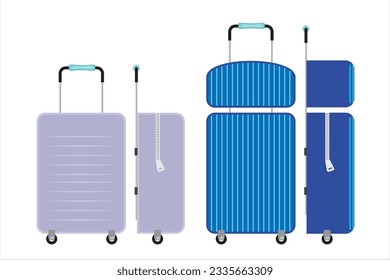 Set of luggage vector illustration. Different kinds of suitcases illustrations set