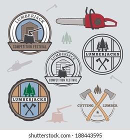 Set of lumberjack design elements. EPS8.