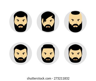 set of lumberjack's face and head isolated. vector illlustration