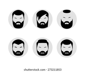 set of lumberjack's face and head isolated. vector illlustration