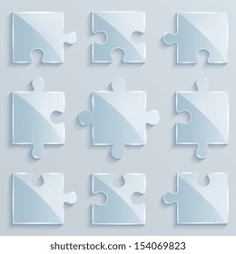  Set of luminous pieces of puzzles. Business concept