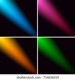 Set of Luminous Ray in the Dark . Abstract Background . Template for your Design . Isolated Vector Illustration