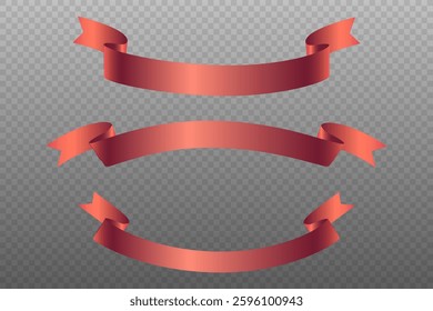 Set of luminous ribbons. On a transparent background.