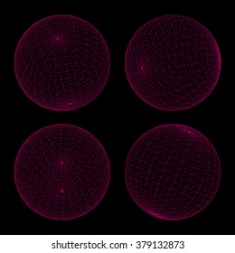 Set of luminous transparent globes  - vector illustration 