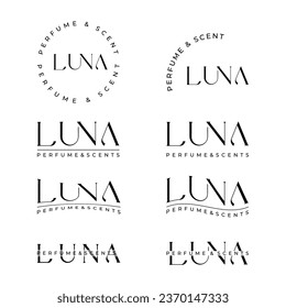 Set of Luna Perfume And Scent luxury premium logos 