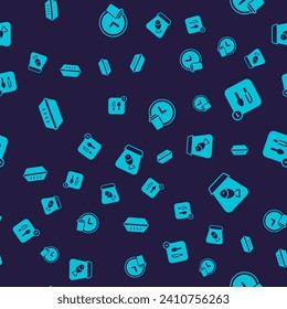 Set Lunch box, Food ordering, Round the clock delivery and Online fish on seamless pattern. Vector