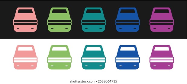 Set Lunch box icon isolated on black and white background.  Vector