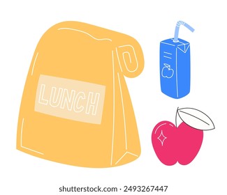 Set of Lunch Elements in flat style