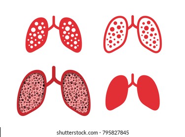 Set of lung cancer icons in vector design