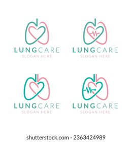 set lung health logo design vector illustration