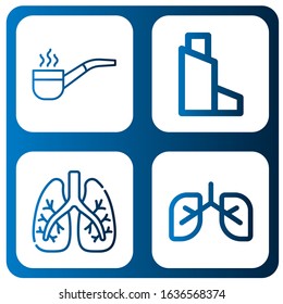 Set of lung icons. Such as Smoking pipe, Inhaler, Lungs , lung icons