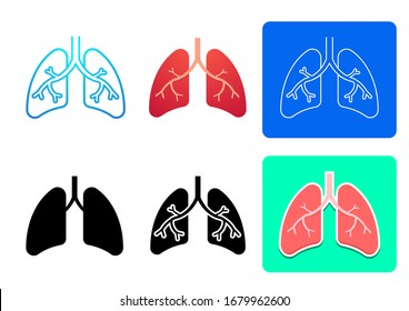 Set of lung icons and symbol in vector art design