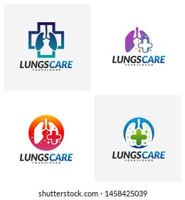 Set of Lungs Health Care Logo Design Concept Vector. Lungs with Health icon logo template