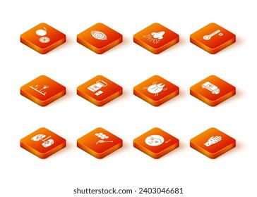 Colocar pulmones, Honeycomb con cuentagotas de miel, Molde, Contenedor de lata para leche, Temperatura corporal alta, Ácaro parásito, Ceczema de psoriasis manual e ícono de coche de emergencia. Vector