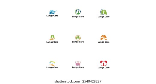 Set of Lungs logo.  lungs  care logo designs for medical service and consult