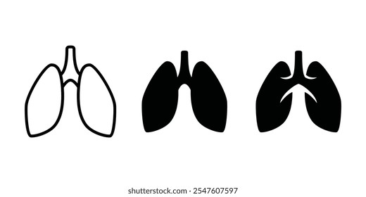 Conjunto de logotipo dos pulmões. os projetos do logotipo do cuidado dos pulmões para o serviço médico e consulte