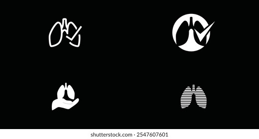 Conjunto de logotipos de pulmones. diseños de logotipos de cuidado de pulmones para servicio médico y consulta