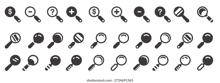 conjunto de ilustrações de vetor de ícones lupa