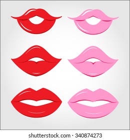 Set Of Luscious Cartoon Lips