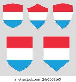 Set of Luxembourg Flag in Shield Shape Frame
