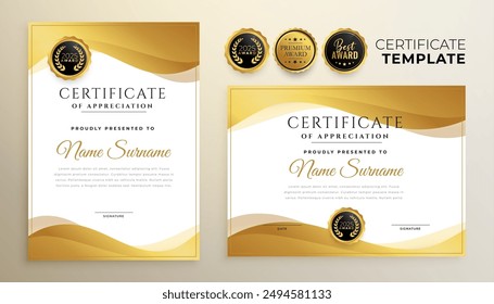 set of luxurious appreciation certificate template for winner gratitude vector