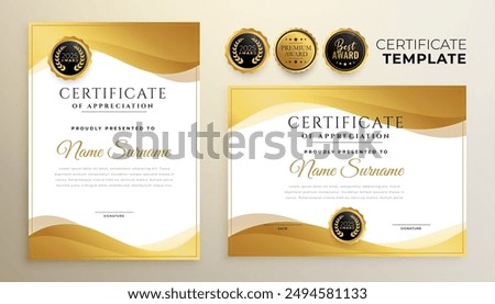 set of luxurious appreciation certificate template for winner gratitude vector