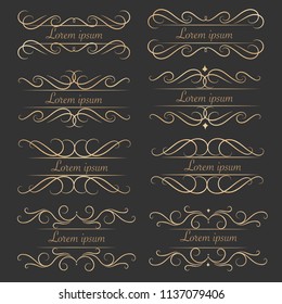Set Of luxurious Decorative Calligraphic Elements For Decoration.