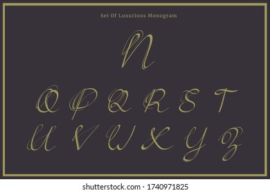 Set of luxurious monogram font for logos and brand identity. Wedding font. Luxury font. Royal font. Luxury design.