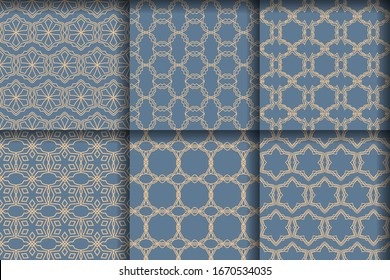 Conjunto de Lujosos Patrones sin Marea con Estilo Ornamento. Concepto Vintage adecuado para papel de escritorio, tarjeta, invitación, arte de impresión, fondo vectorial