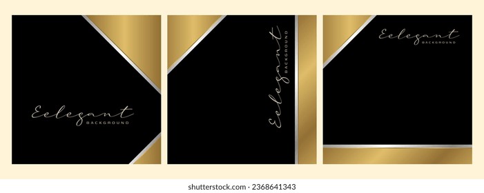 set of luxurious square golden background for invitation or social media template