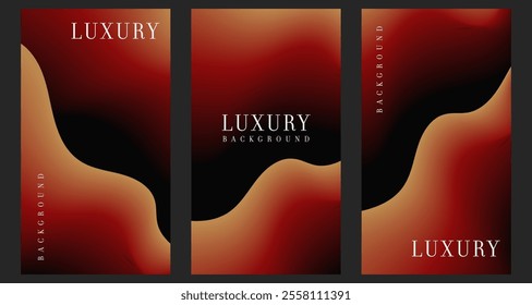 set of luxurious vertical abstract wavy backgrounds