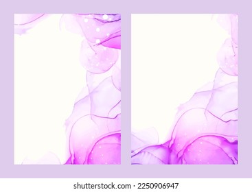 Set of luxury abstract fluid art alcohol ink patterns with marble texture. Modern backgrounds for poster, flyer, brochure design.
