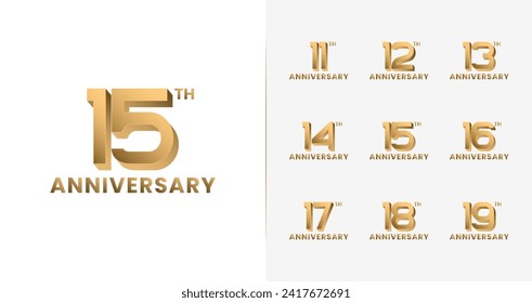 Logotipo del aniversario de lujo. 3d número con color de oro para el evento de cumpleaños. vector de icono de edad