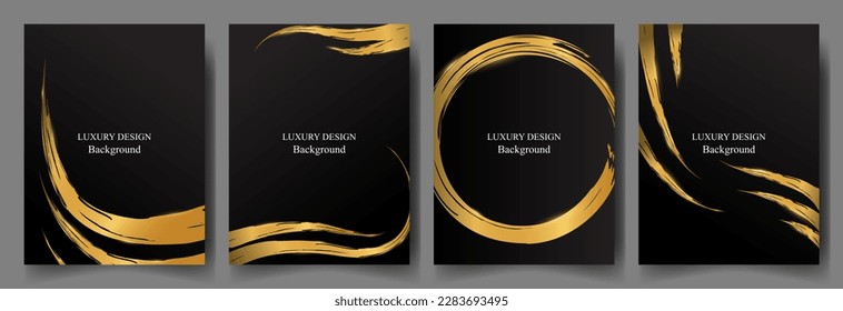 establecer un vector de fondo de diseño vertical de color negro y oro de lujo. tema elegante de lujo