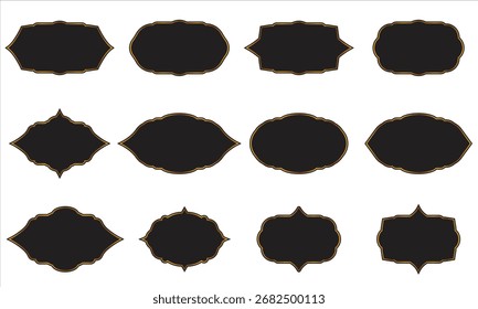 Set of Luxury Black Ornamental Frames with Golden Border Design