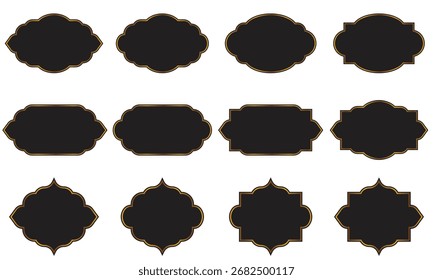 Set of Luxury Black Ornamental Frames with Golden Border Design