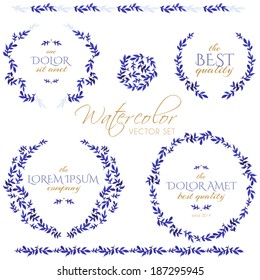 Set of luxury blue frames and elements