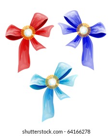 set of luxury bows with diamonds