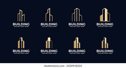 Set of luxury building logo design for real estate vector template illustration idea