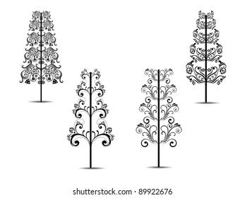 Set of Luxury Christmas Tree on white background for Christmas, Winter & other occasions.