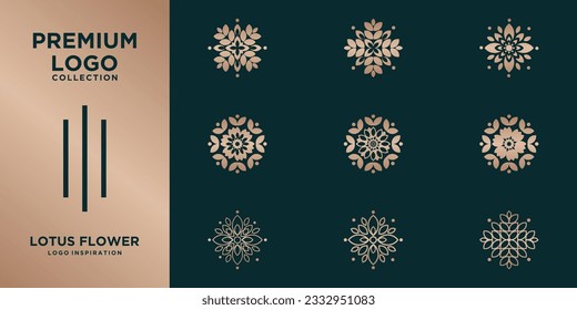 Set Luxury Collection Lotus Flower Logo Design