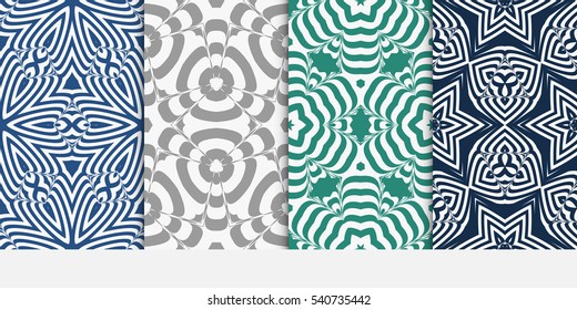 set of luxury color seamless floral decorative pattern. Vector illustration. For invitation, template, wallpaper