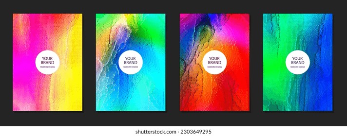 Set of luxury colorful watercolor backgrounds, artistic grunge marble texture with stains. Collection of gradient vertical templates for cover template, brochure, poster, booklet, presentation.