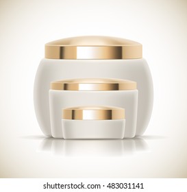 Set of Luxury cosmetic packaging collection with gold cap and blank space for your design isolated vector illustration