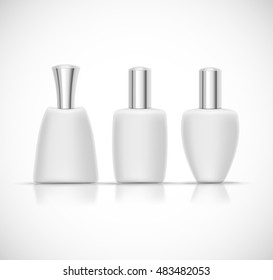 Set of Luxury cosmetic packaging collection with silver cap and blank space for your design isolated vector illustration