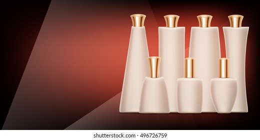 Set of Luxury cosmetic packaging collection design isolated vector illustration for promotion ready for branding