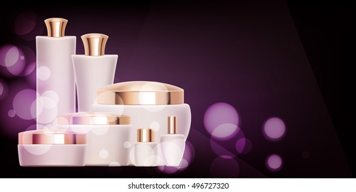 Set of Luxury cosmetic packaging collection design isolated vector illustration for promotion ready for branding