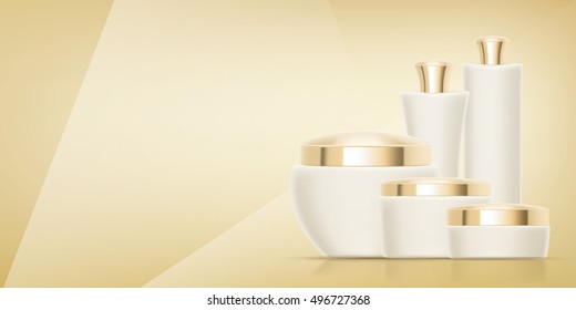 Set of Luxury cosmetic packaging collection design isolated vector illustration for promotion ready for branding