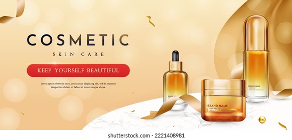 Set of Luxury Cosmetic Products for Skin Care